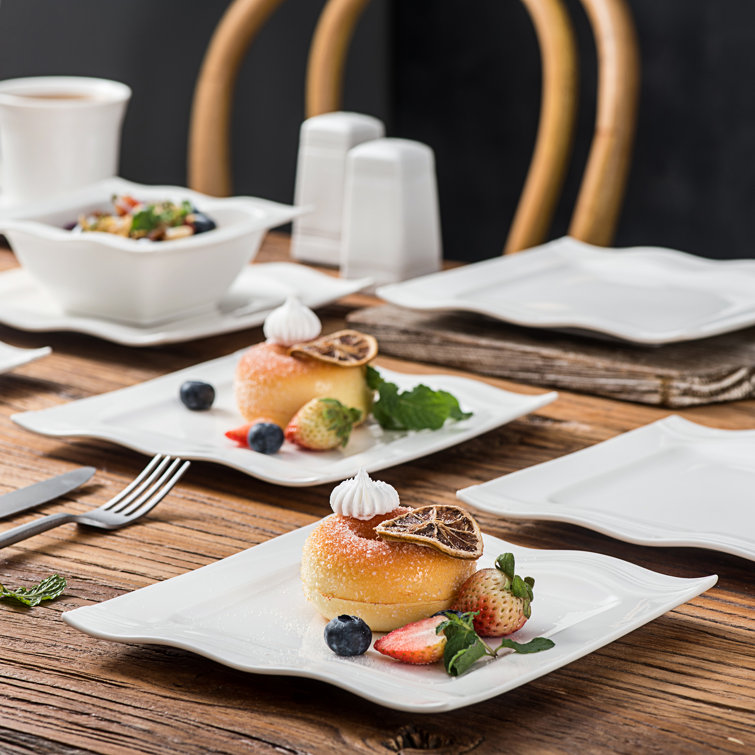 Latitude Run® Kipper Porcelain Dessert Serving Plate Set, 6 Piece